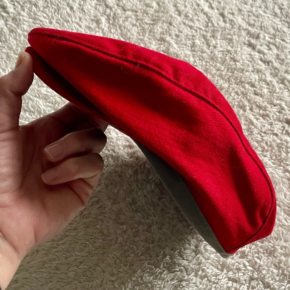 Vintage 90’s Nike Golf Bright Red Driver Cap Hat Tan Logo & Trim Newsboy - Picture 5 of 9